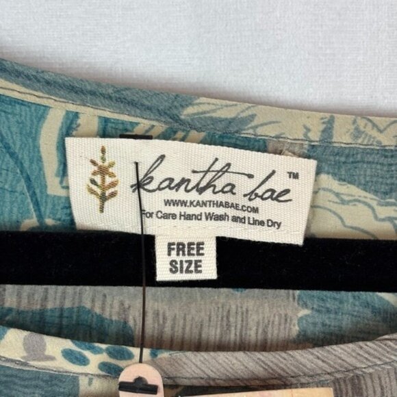 Kantha Bae Womens Blue Floral Silk Day Dreamer Mini Dress Free Size Boho Indie - Picture 6 of 16